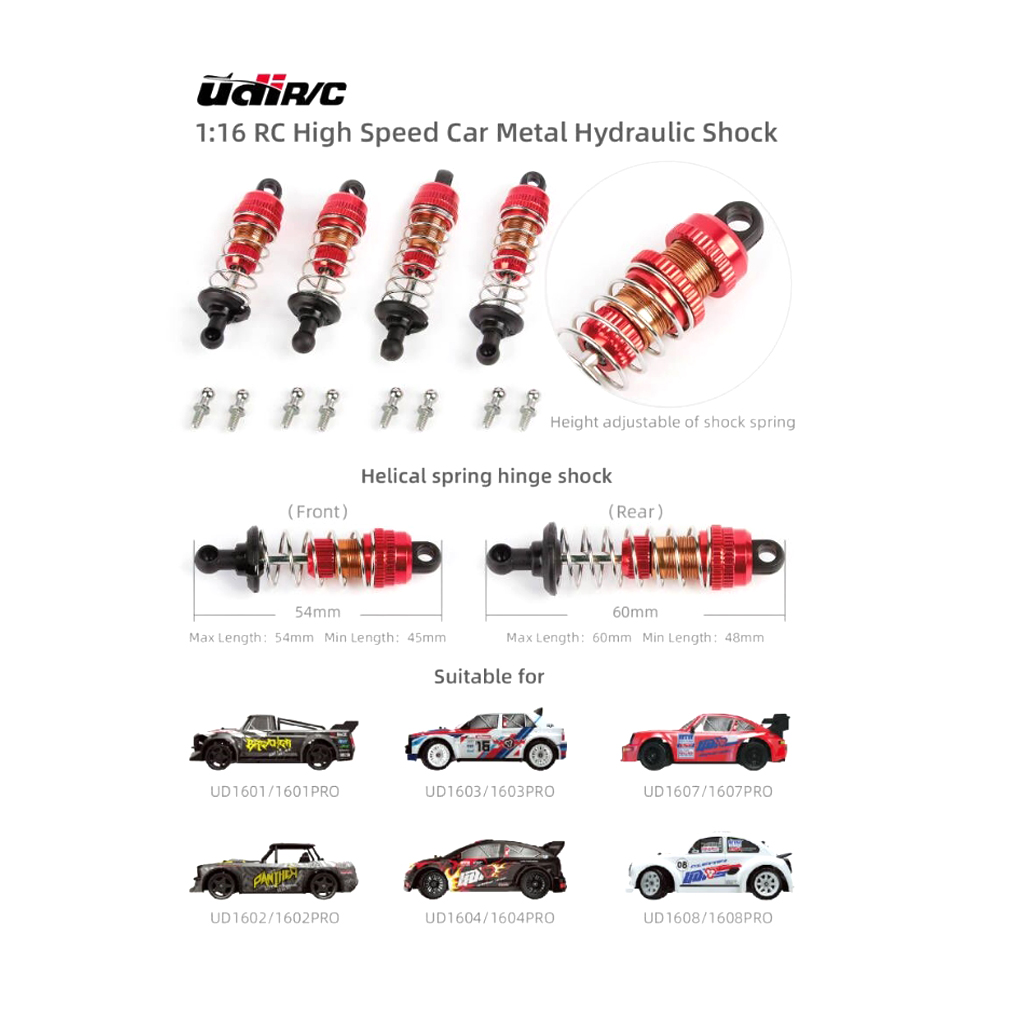 UDIRC Metal Hydraulic Shock 4pcs (UD1601-065)