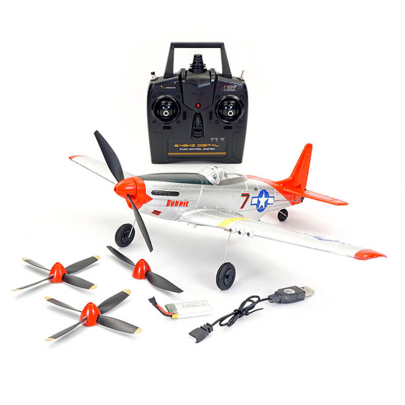 Volantex P-51D Mustang V2 Red 4Ch 400mm Brushed W/Gyro RTF (V761-5V2R)