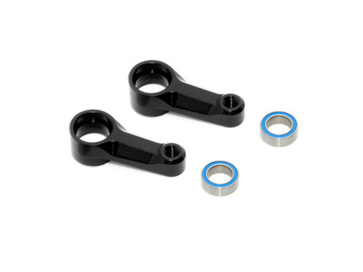 Xray X4 Alu Dual Steering Arm - Black + Ball-Bearings (2) (XR302517-K)