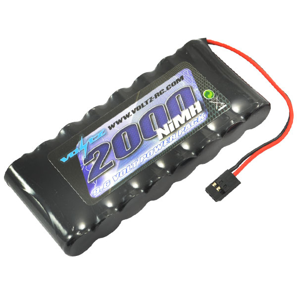 Voltz TX 9.6V 2000mAh NiMH Flat Battery Pack W/Connector (VZ0180)
