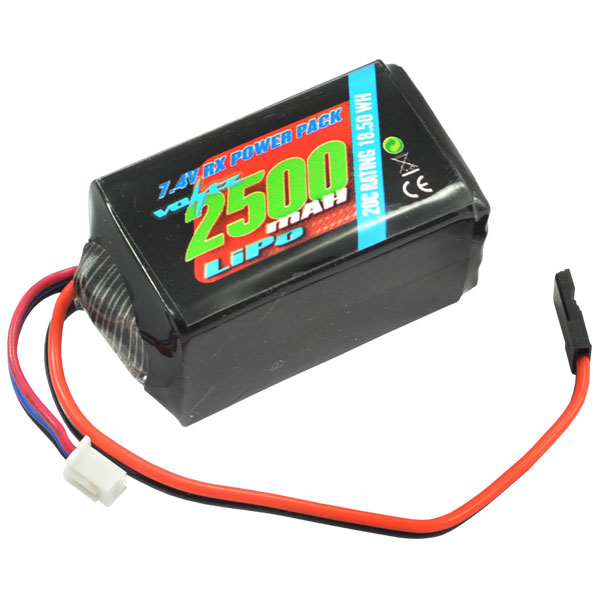 Voltz 2500mAh 2S 7.4V RX LiPO Hump Battery Pack (VZ0271)