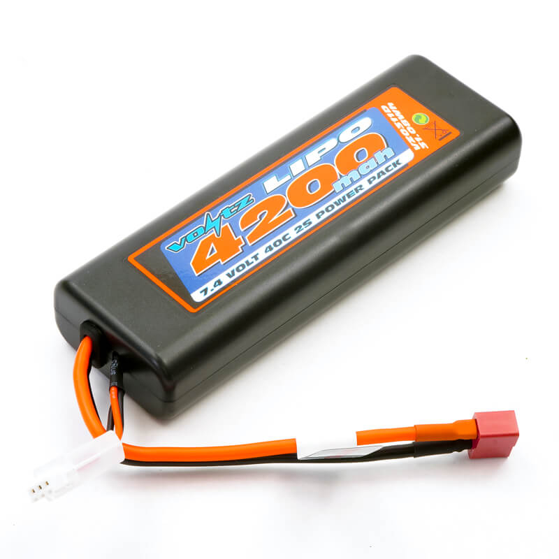 Voltz 4200mAh Round/Oval Case 2S 40C 7.4V Lipo Stick - Deans (VZ0311D)