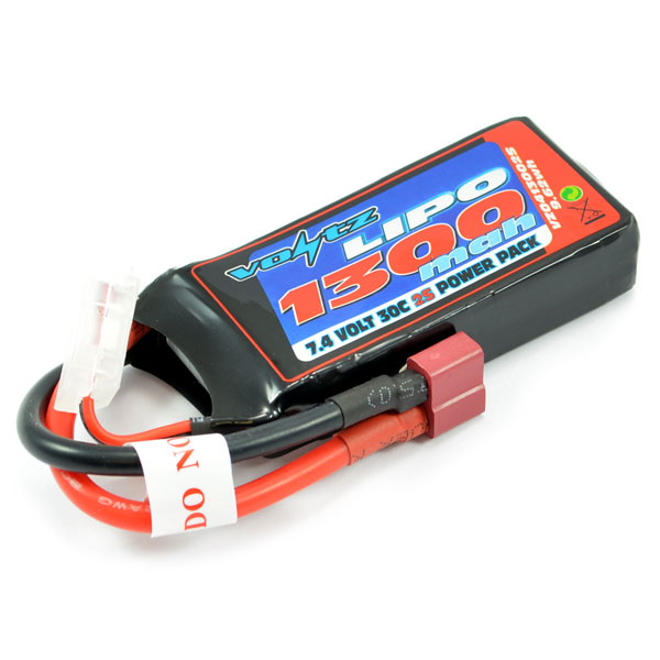 Voltz 1300mAh 2S 7.4V 30C LiPO Battery (Deans Connector) (VZ0413002S)
