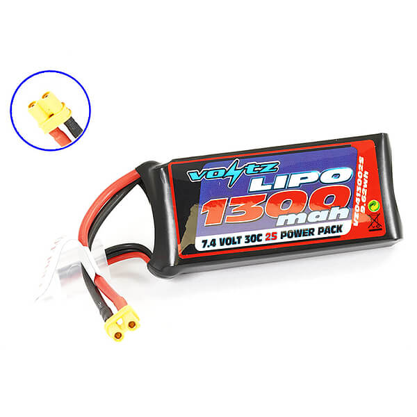 Voltz 1300mAh 7.4V 30C LiPO Battery W/Xt30 (VZ0413002SXT30)