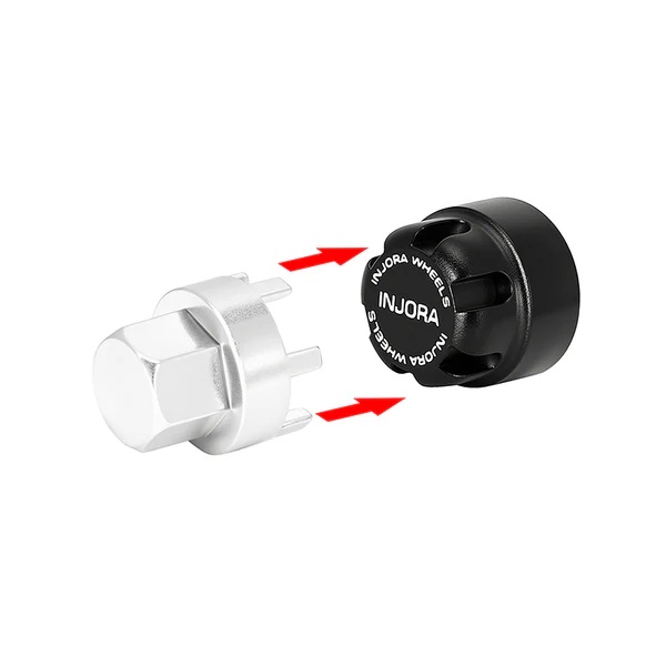 INJORA M2 Wheel Lock Nuts with Aluminum Cap for 1/24 SCX24 AX24 FCX24M - Black  (WH-27BK)