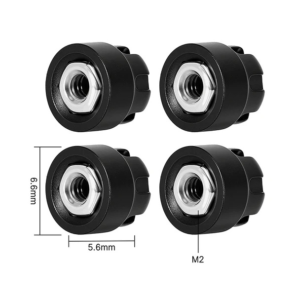 INJORA M2 Wheel Lock Nuts with Aluminum Cap for 1/24 SCX24 AX24 FCX24M - Black  (WH-27BK)
