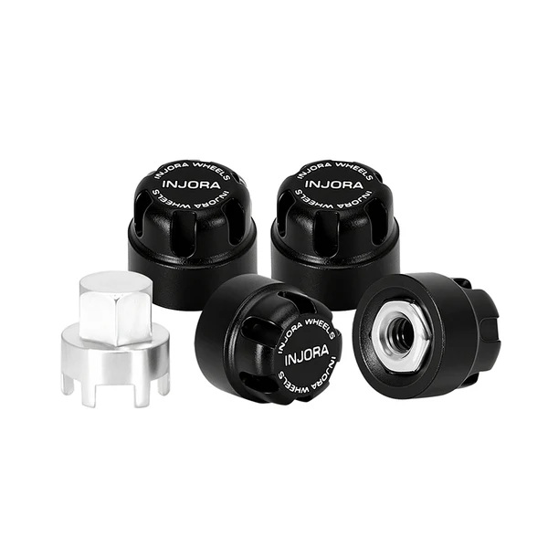 INJORA M2 Wheel Lock Nuts with Aluminum Cap for 1/24 SCX24 AX24 FCX24M - Black  (WH-27BK)