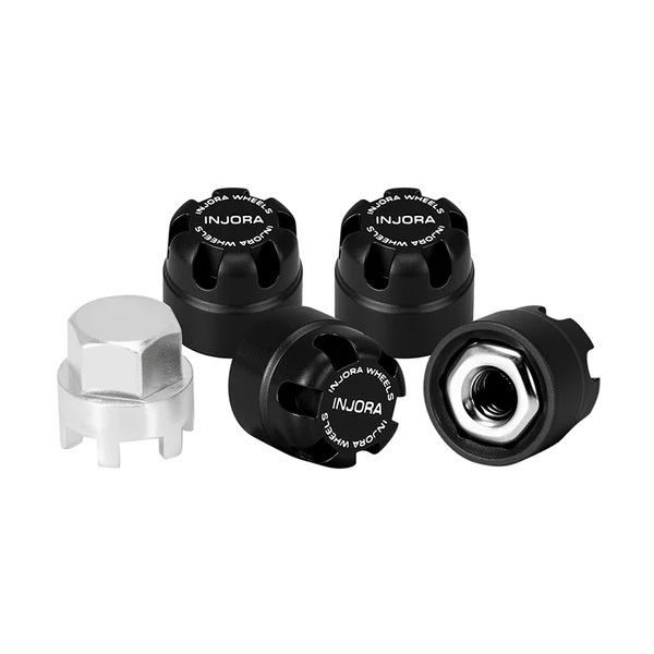 INJORA M2.5 Wheel Lock Nuts with Aluminum Cap for 1/18 TRX4M  - Black  (WH-28BK)