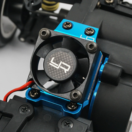Yeah Racing Aluminium Motor Fan Mount Brace &amp; Fan Tamiya M08 - Black (TAMC-084BK)