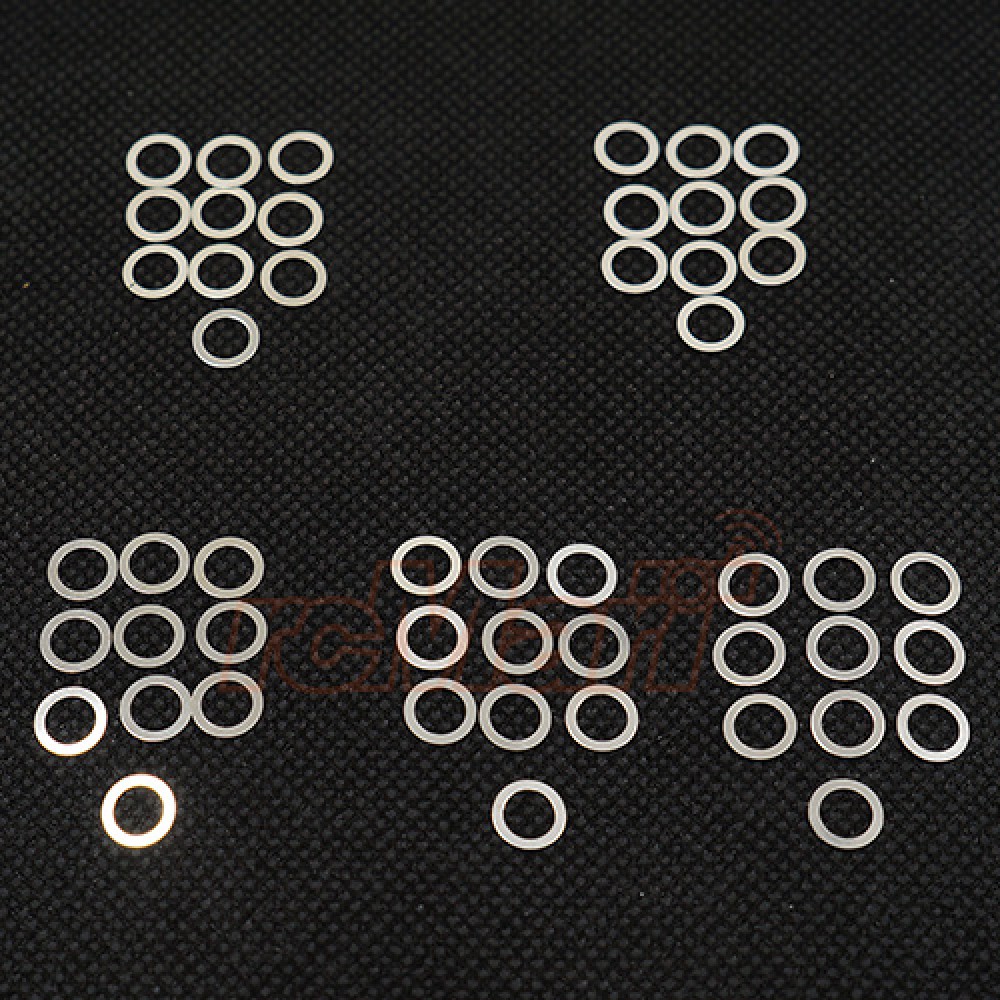 Yeah Racing 5x7mm Stainless Steel Spacer Set 0.1 0.15 0.2 0.25 0.3mm 10pcs Each (YA-0551)