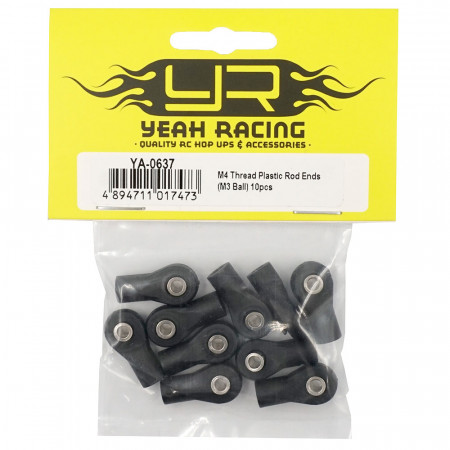 Yeah Racing M4 Thread Plastic Rod Ends (M3 Ball) 10pcs (YA-0637)