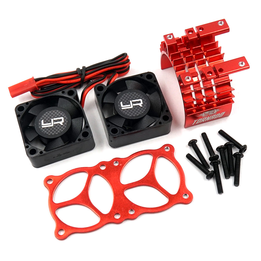 Yeah Racing Aluminium 540 550 Motor Heat Sink w/Twin Tornado High Speed Fan Orange (YA-0643OR)
