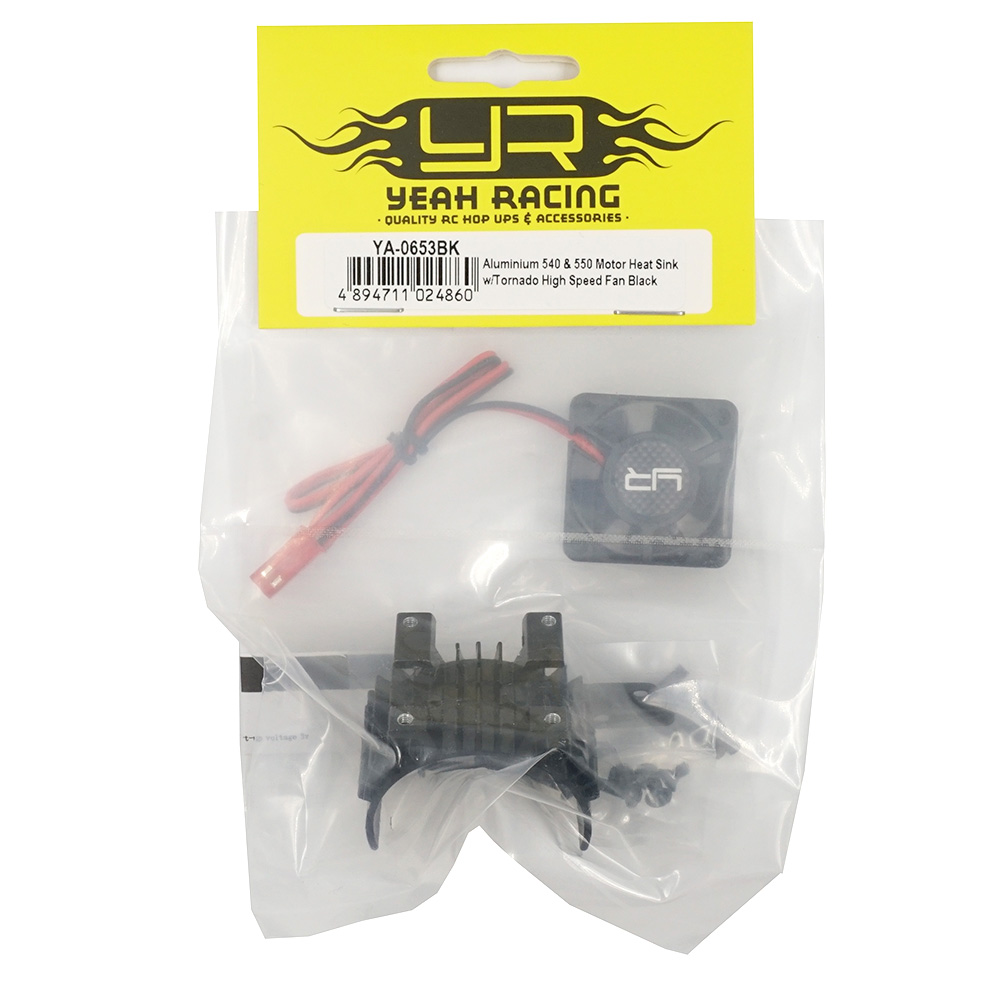 Yeah Racing Aluminium 540 & 550 Motor Heat Sink w/Tornado High Speed Fan Black (YA-0653BK)