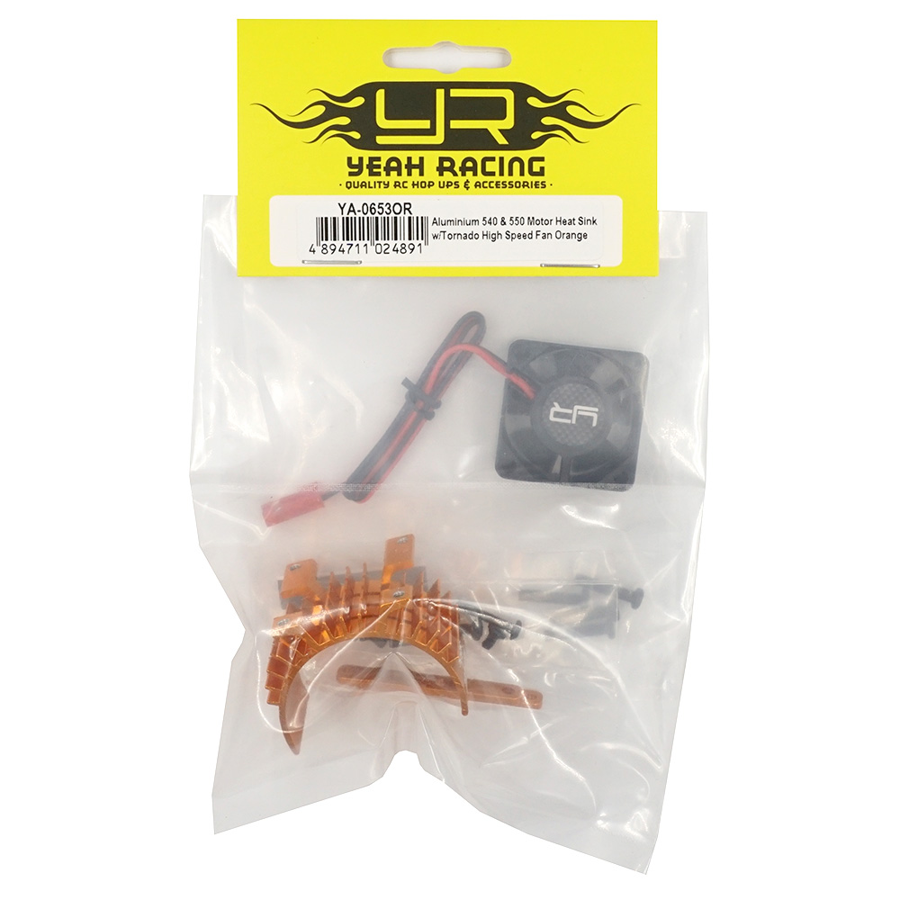 Yeah Racing Aluminium 540 & 550 Motor Heat Sink w/Tornado High Speed Fan Orange (YA-0653OR)