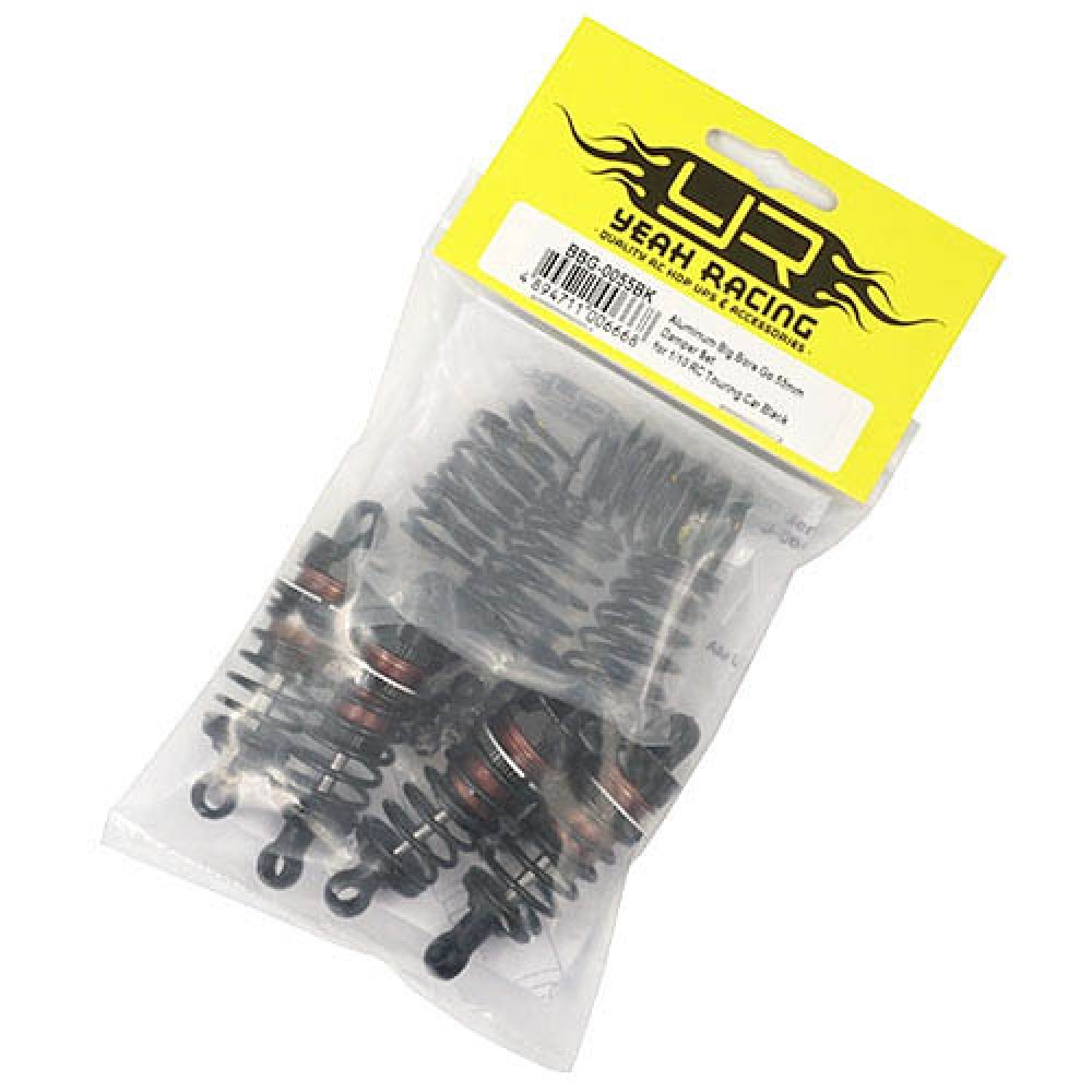 Yeah Racing Aluminium Big Bore Go 55mm Damper Set 4pcs 1/10 RC Touring Car Black (BBG-0055BK)