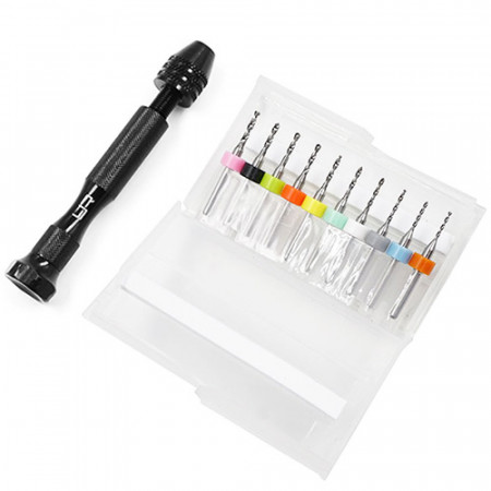 Yeah Racing 1.1-2.0mm Steel Twist Drill 10 in 1 Set w/ Aluminium Handle (YT-0196)