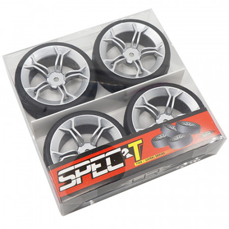 Yeah Racing 1:10 Spec T MS Wheel Offset +3 Silver w/ Tire 4pcs (WL-0104)