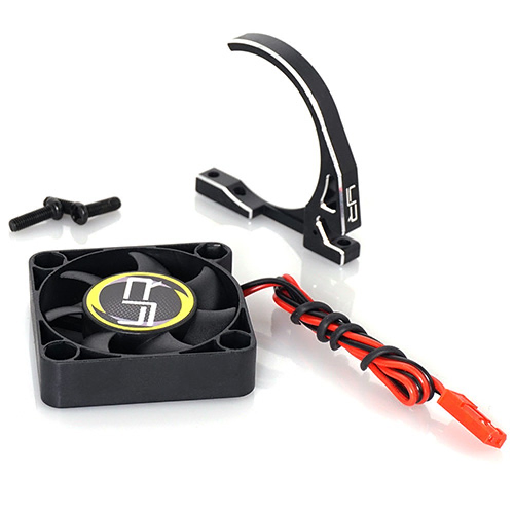 Yeah Racing Aluminum 7075 Fan Mount w/ YA-0327 40mm Fan for 540 Motor Black (YA-0526BK)