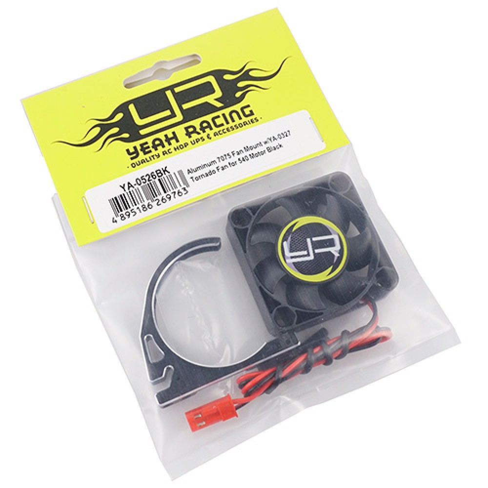 Yeah Racing Aluminum 7075 Fan Mount w/ YA-0327 40mm Fan for 540 Motor Black (YA-0526BK)
