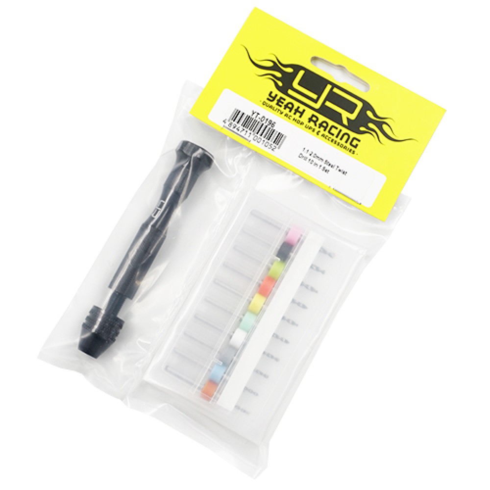 Yeah Racing 1.1-2.0mm Steel Twist Drill 10 in 1 Set w/ Aluminium Handle (YT-0196)