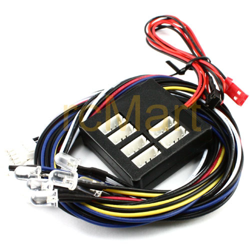 Yeah Racing LED Light System w/Control Box - Dark Drifter 8 LED Light Kit (LK-0002)