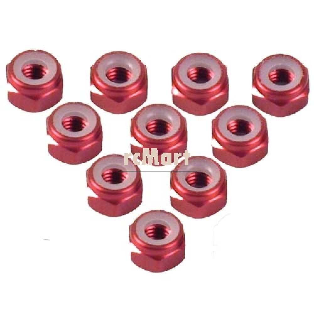 Yeah Racing 4mm Aluminium Lock Nut 10pcs Red (LN-M4-RD)