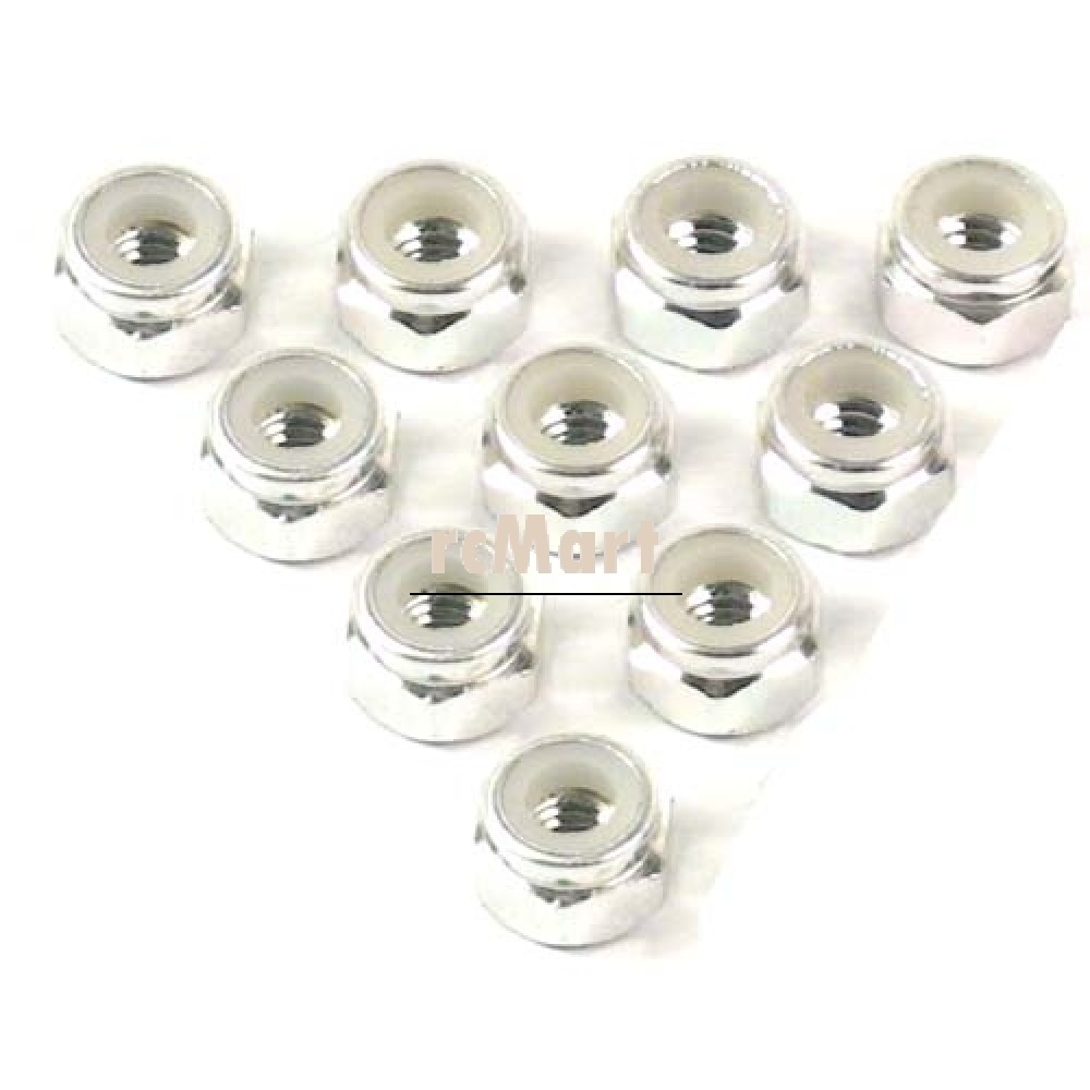 Yeah Racing 4mm Aluminium Lock Nut 10pcs Silver (LN-M4-SV)