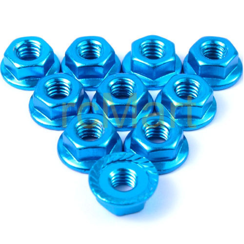 Yeah Racing 4mm Aluminium Serrated Lock Nut 10pcs Light Blue (LN-M4S-LB)