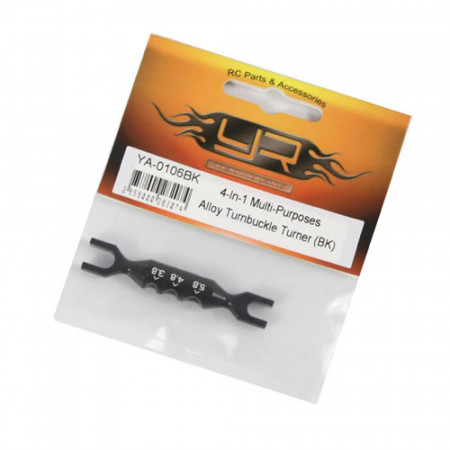 Yeah Racing 4-In-1 Multi-Purposes Aluminium Turnbuckle Turner Black (YT-0106BK)